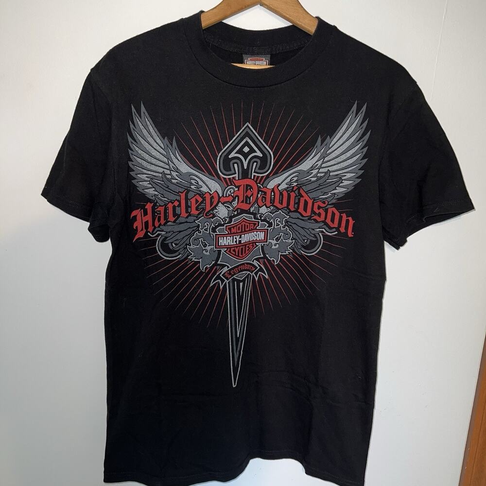 Harley Davidson Las Vegas NV T Shirt Mens M Black Winged Dagger Graphic Biker